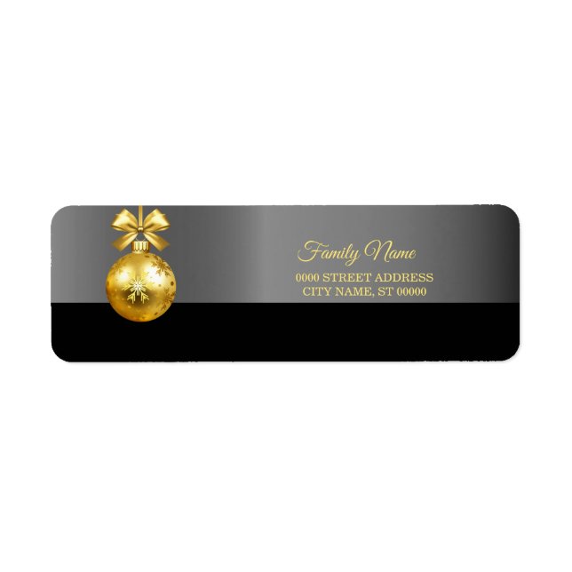  Gold Ornament Holiday Return Address Label (Front)