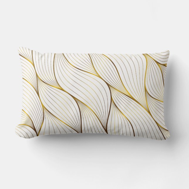 Gold ornament leaf  lumbar cushion (Front)