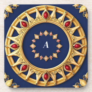 Gold-Ornamented Circular Design Coaster