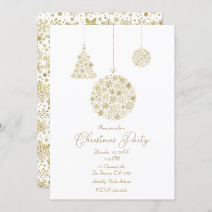Gold Ornaments Christmas Holiday Party Invitation