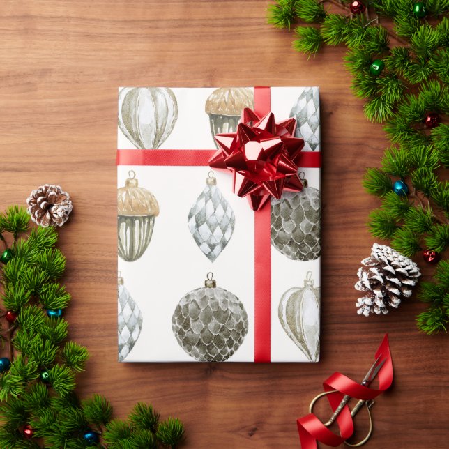 Gold Ornaments Christmas Wrapping Paper (Holiday Gift)