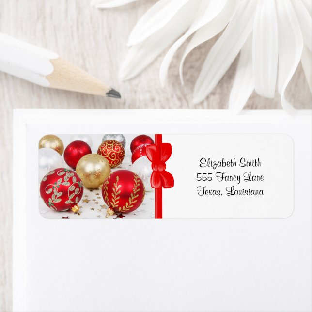Gold Ornaments, Red Ornaments, Christmas, Glitter (Insitu)
