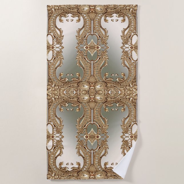Gold Ornate Beach Towel (Front)