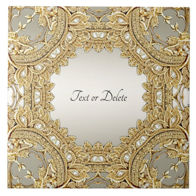 Gold Ornate Ceramic Tile (Front)