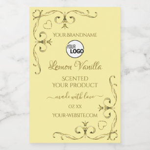 Gold Ornate Corners Cream Product Labels with Logo