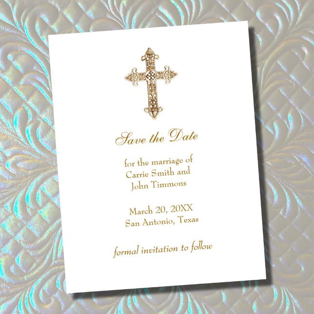 Gold Ornate Drawn Cross Save the Date (Creator Uploaded)