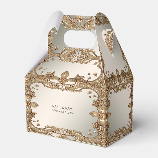 Gold Ornate Favour Box (Front Side)
