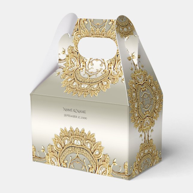 Gold Ornate Favour Box (Front Side)