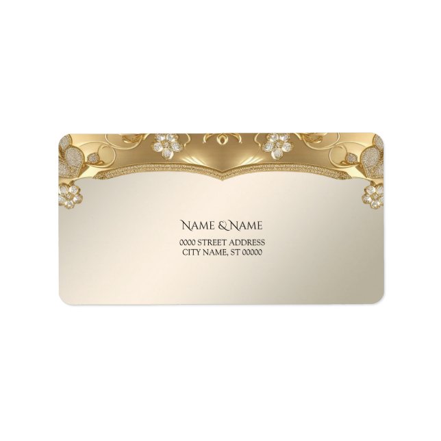 Gold Ornate Floral Address Label (Front)