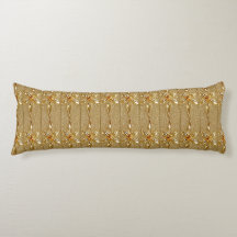Gold Ornate Floral Body Pillow
