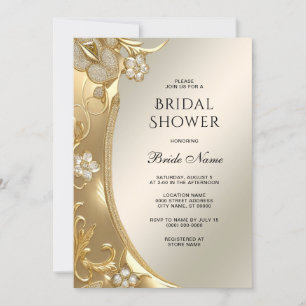 Gold Ornate Floral Bridal Shower Invitation
