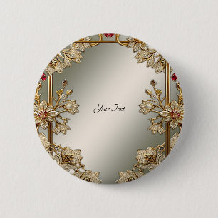Gold Ornate Floral Button
