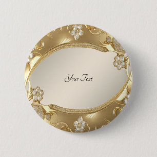 Gold Ornate Floral Button