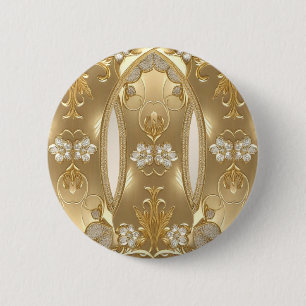 Gold Ornate Floral Button