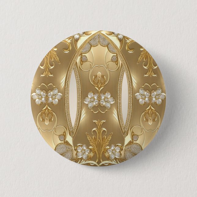 Gold Ornate Floral Button (Front)