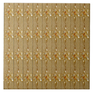 Gold Ornate Floral Ceramic Tile