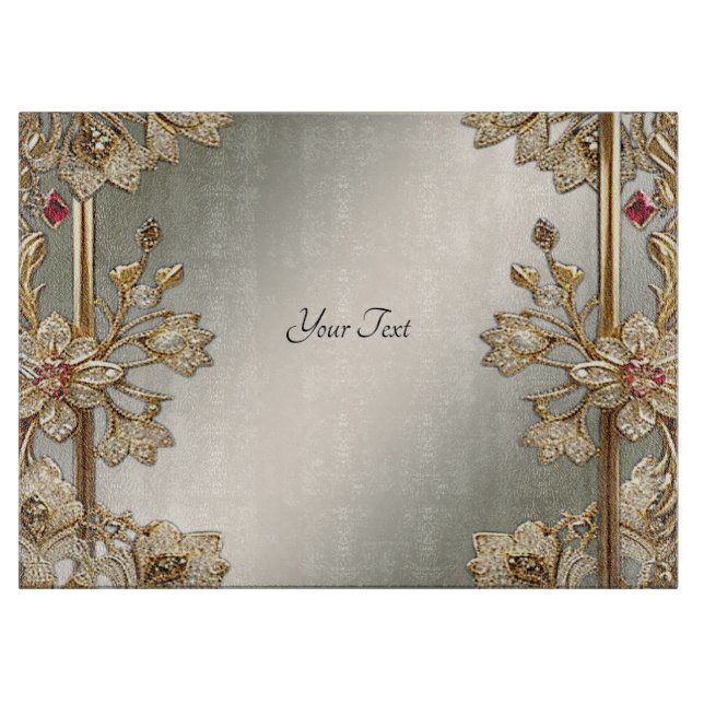 Gold Ornate Floral Cutting Board (Front)