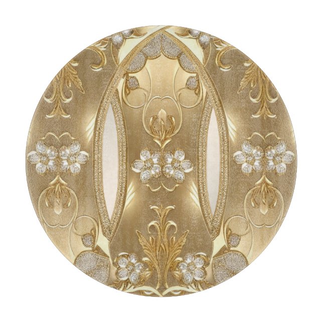 Gold Ornate Floral Cutting Board (Front)