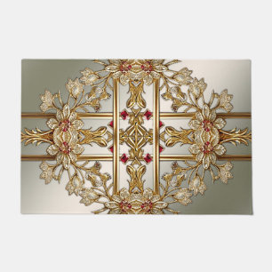 Gold Ornate Floral Doormat