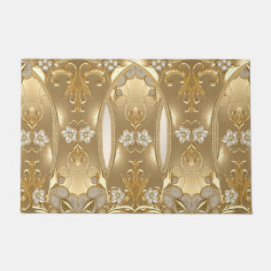 Gold Ornate Floral Doormat
