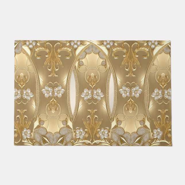 Gold Ornate Floral Doormat (Front)
