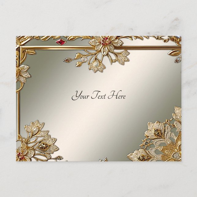 Gold Ornate Floral Frame Postcard (Front)