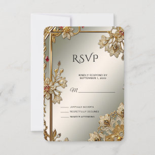Gold Ornate Floral Frame RSVP Card
