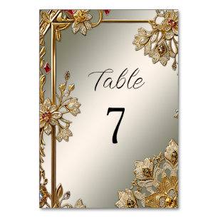 Gold Ornate Floral Frame Table Number