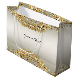 Gold Ornate Floral Gift Bag