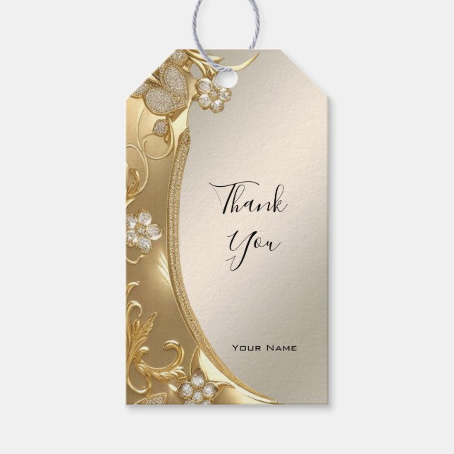 Gold Ornate Floral Gift Tag (Front)
