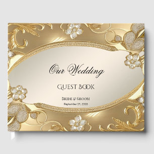 Gold Ornate Floral Guest Book