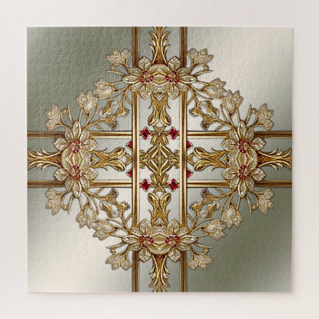 Gold Ornate Floral Jigsaw Puzzle (Vertical)