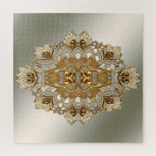 Gold Ornate Floral Jigsaw Puzzle