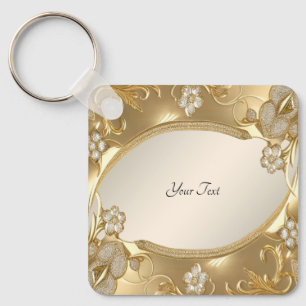 Gold Ornate Floral Keychain