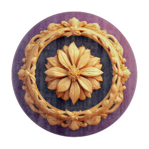 Gold Ornate Floral Medallion Design Cutting Board