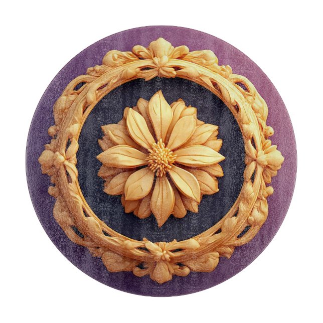 Gold Ornate Floral Medallion Design Cutting Board (Front)