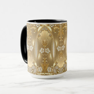 Gold Ornate Floral Mug