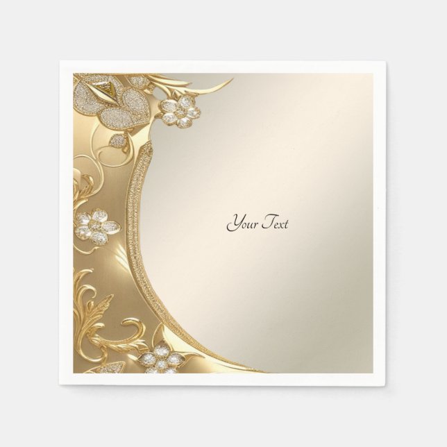 Gold Ornate Floral Napkins (Front)
