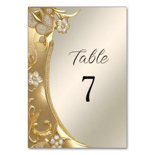 Gold Ornate Floral Table Number