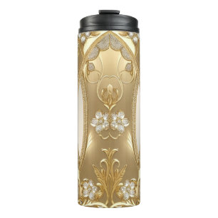 Gold Ornate Floral Thermal Tumbler