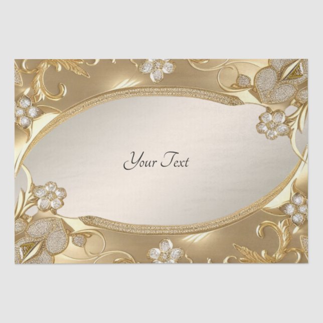 Gold Ornate Floral Tissue Paper (Front)