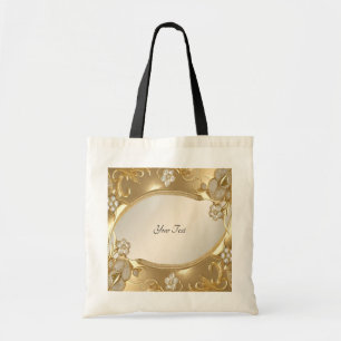 Gold Ornate Floral Tote Bag