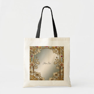 Gold Ornate Floral Tote Bag