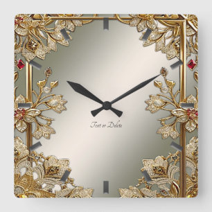 Gold Ornate Floral Wall Clock