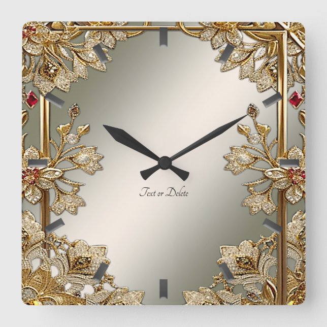 Gold Ornate Floral Wall Clock (Front)
