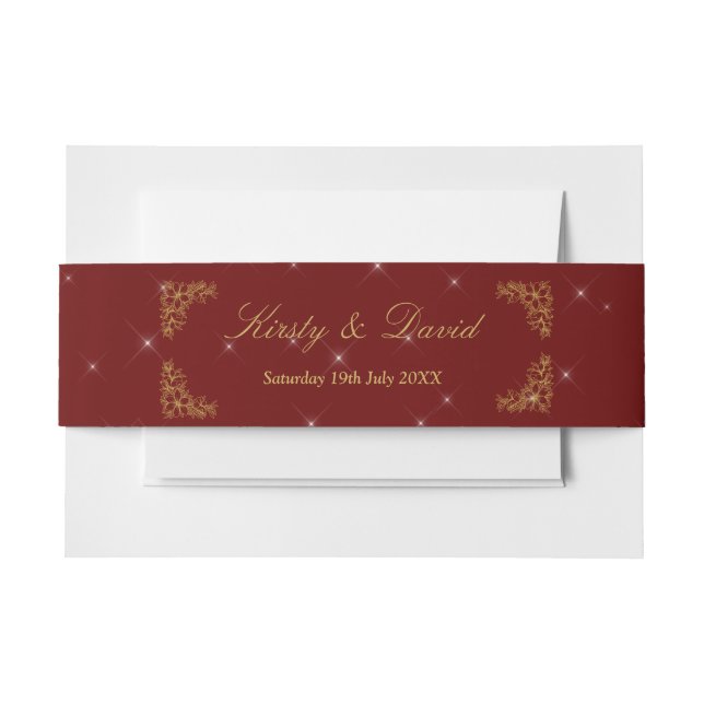 Gold Ornate Floral Wedding Invitation Belly Band (Front Example)