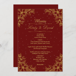 Gold Ornate Floral Wedding  Menu