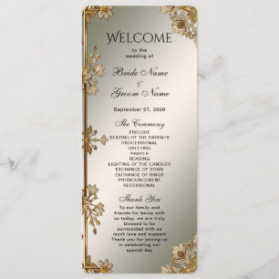 Gold Ornate Floral Wedding Program Programme