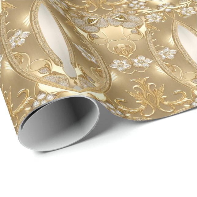 Gold Ornate Floral Wrapping Paper (Roll Corner)