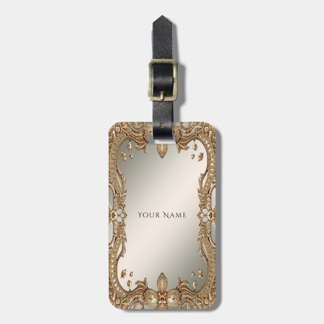 Gold Ornate Frame Luggage Tag (Front Vertical)